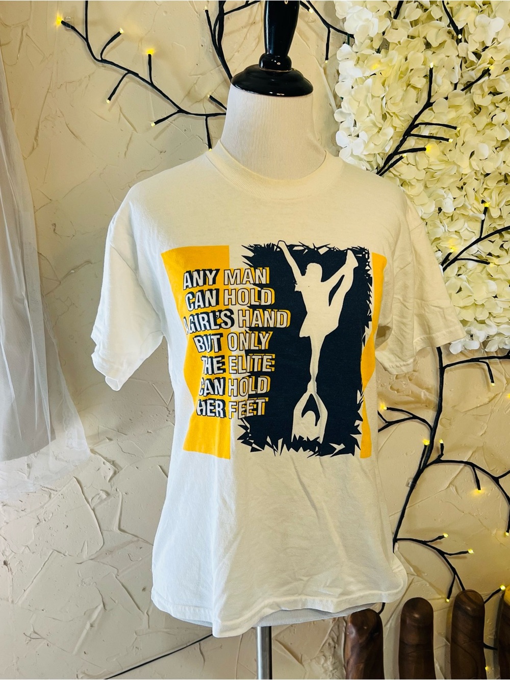 Hanes Cheerleading Tee with Yellow & Navy Graphics
